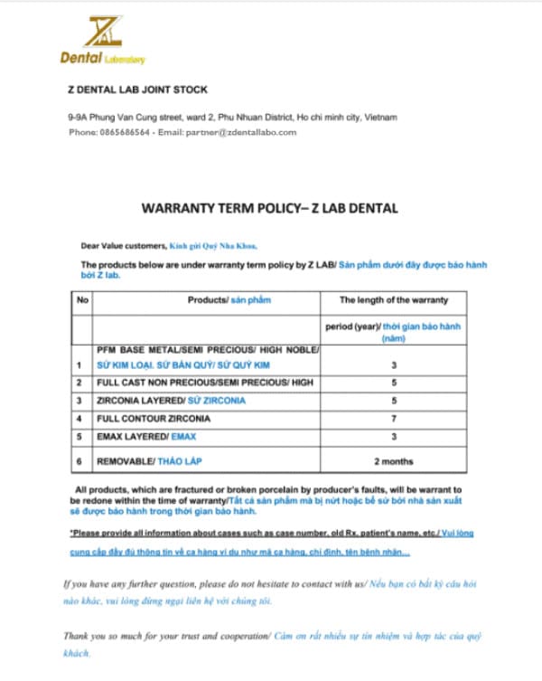 Understanding the Warranty Policy of the Lab: What Dentists Need to Know